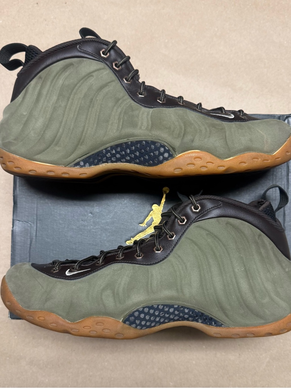 Nike Air Foamposite One Premium Olive Basketball Shoes size 13 Rare!